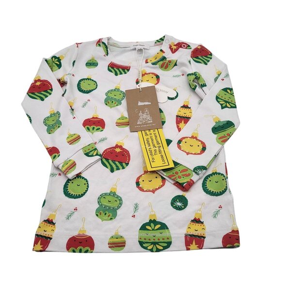 ANGEL DEAR Toddler 4T Holiday Shiny Bright Ornaments 2PC Long Sleeve Set Pajamas - Picture 2 of 4